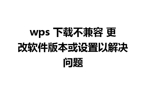 wps 下载不兼容 更改软件版本或设置以解决问题