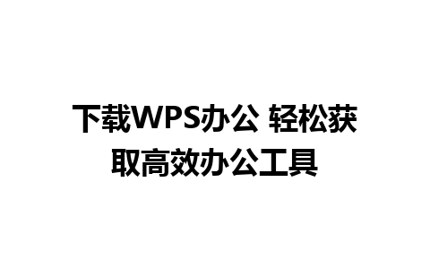 下载WPS办公 轻松获取高效办公工具