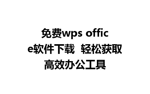 免费wps office软件下载  轻松获取高效办公工具