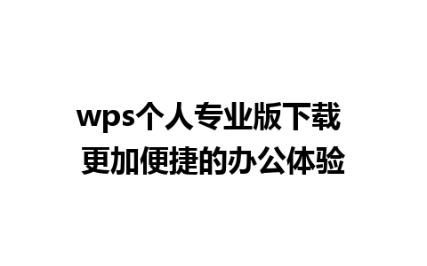 wps个人专业版下载 更加便捷的办公体验