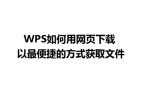 WPS如何用网页下载 以最便捷的方式获取文件