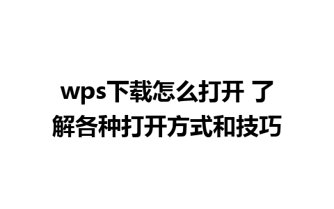 wps下载怎么打开 了解各种打开方式和技巧