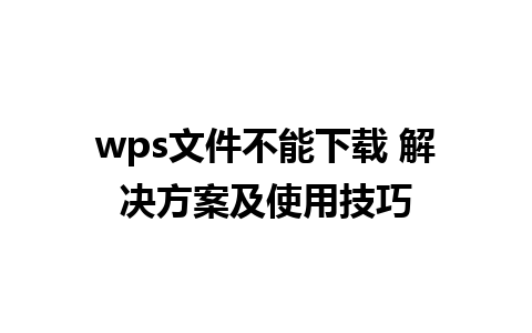 wps文件不能下载 解决方案及使用技巧