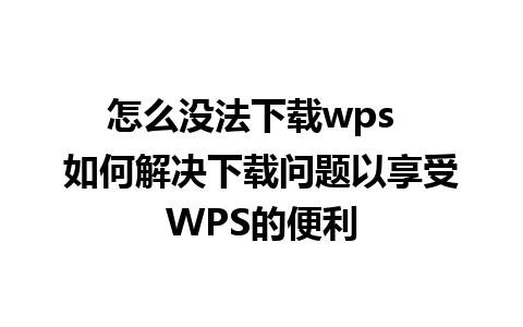 怎么没法下载wps  如何解决下载问题以享受WPS的便利