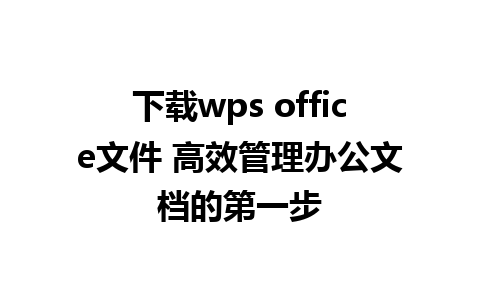 下载wps office文件 高效管理办公文档的第一步