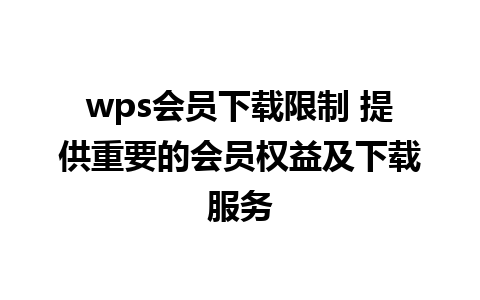 wps会员下载限制 提供重要的会员权益及下载服务