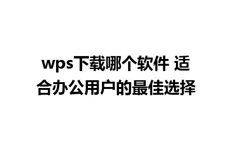 wps下载哪个软件 适合办公用户的最佳选择