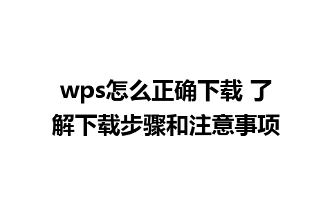 wps怎么正确下载 了解下载步骤和注意事项