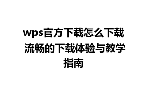 wps官方下载怎么下载 流畅的下载体验与教学指南