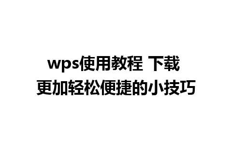 wps使用教程 下载 更加轻松便捷的小技巧