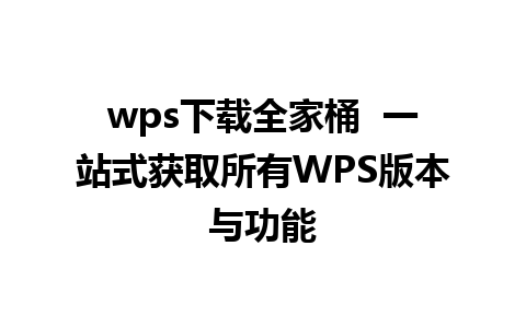 wps下载全家桶  一站式获取所有WPS版本与功能