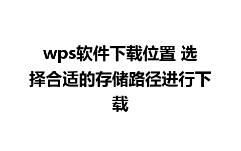 wps软件下载位置 选择合适的存储路径进行下载