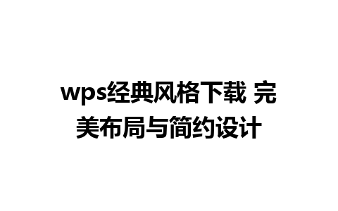 wps经典风格下载 完美布局与简约设计