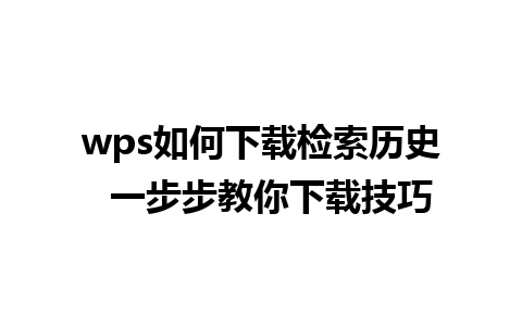 wps如何下载检索历史  一步步教你下载技巧