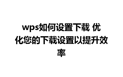 wps如何设置下载 优化您的下载设置以提升效率