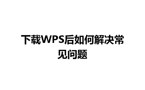 下载WPS后如何解决常见问题