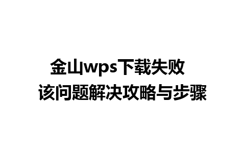 金山wps下载失败  该问题解决攻略与步骤