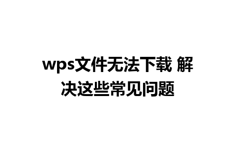 wps文件无法下载 解决这些常见问题