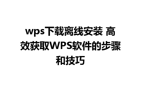 wps下载离线安装 高效获取WPS软件的步骤和技巧