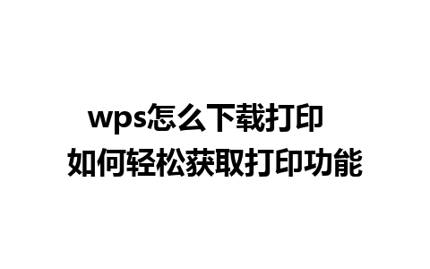 wps怎么下载打印  如何轻松获取打印功能