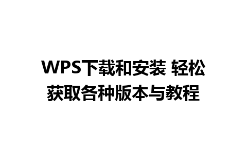 WPS下载和安装 轻松获取各种版本与教程