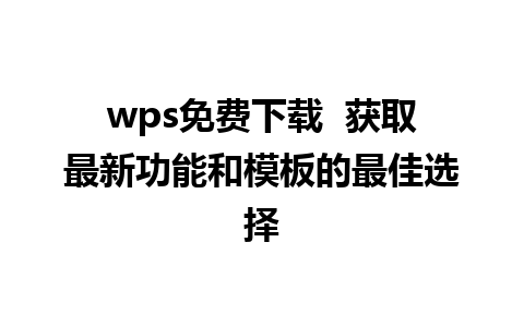 wps免费下载  获取最新功能和模板的最佳选择