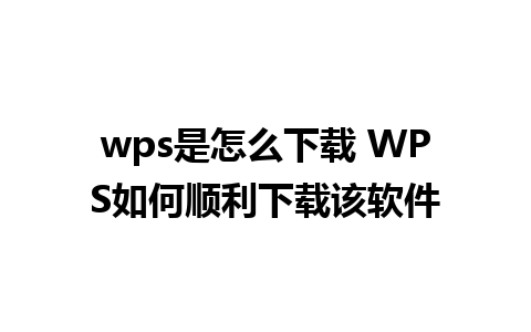 wps是怎么下载 WPS如何顺利下载该软件