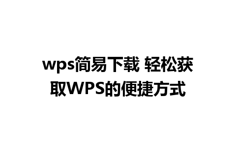 wps简易下载 轻松获取WPS的便捷方式