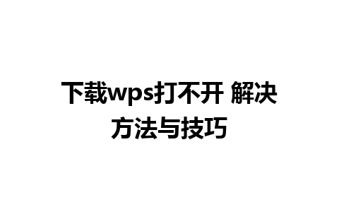 下载wps打不开 解决方法与技巧