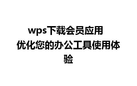 wps下载会员应用  优化您的办公工具使用体验