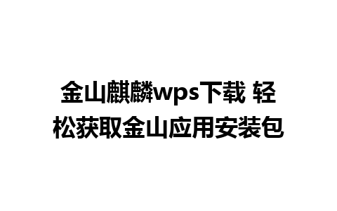 金山麒麟wps下载 轻松获取金山应用安装包