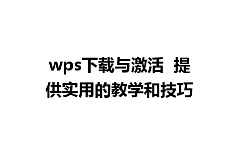 wps下载与激活  提供实用的教学和技巧