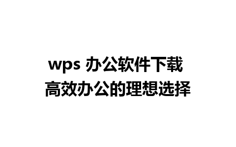 wps 办公软件下载 高效办公的理想选择