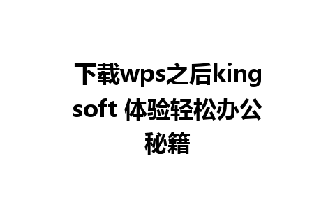 下载wps之后kingsoft 体验轻松办公秘籍