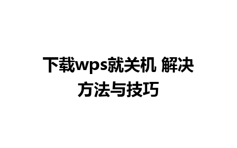 下载wps就关机 解决方法与技巧