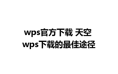 wps官方下载 天空 wps下载的最佳途径