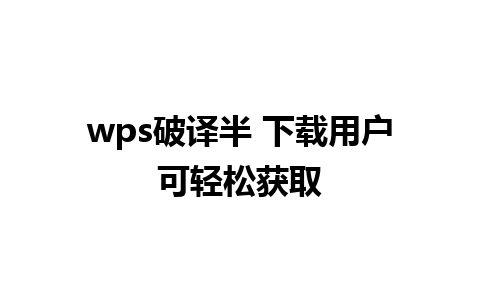 wps破译半 下载用户可轻松获取