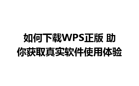 如何下载WPS正版 助你获取真实软件使用体验