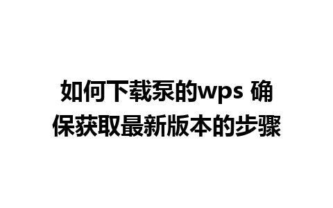 如何下载泵的wps 确保获取最新版本的步骤