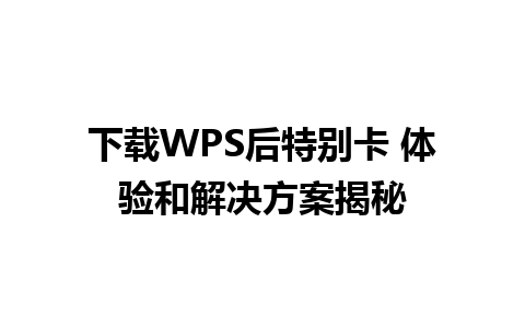 下载WPS后特别卡 体验和解决方案揭秘