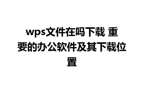 wps文件在吗下载 重要的办公软件及其下载位置

