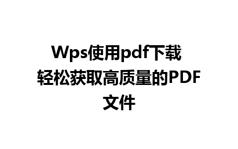 Wps使用pdf下载 轻松获取高质量的PDF文件