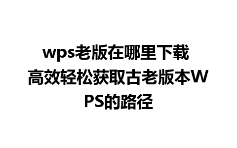 wps老版在哪里下载 高效轻松获取古老版本WPS的路径