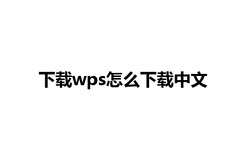 下载wps怎么下载中文