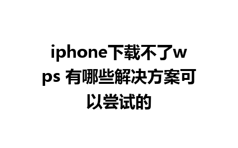 iphone下载不了wps 有哪些解决方案可以尝试的