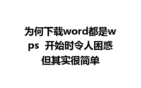 为何下载word都是wps  开始时令人困惑但其实很简单