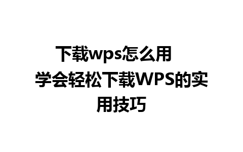 下载wps怎么用   学会轻松下载WPS的实用技巧