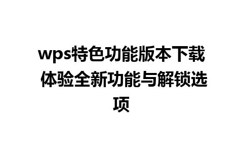 wps特色功能版本下载 体验全新功能与解锁选项