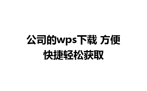 公司的wps下载 方便快捷轻松获取