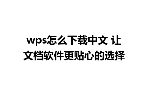 wps怎么下载中文 让文档软件更贴心的选择